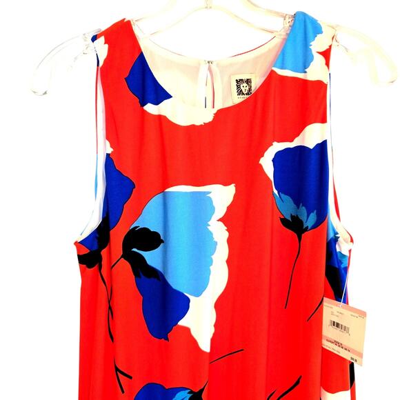 Anne Klein 10 Women's Sleeveless Red Maxi BOHO Sun Dress Miss Size Medium M - Picture 2 of 7